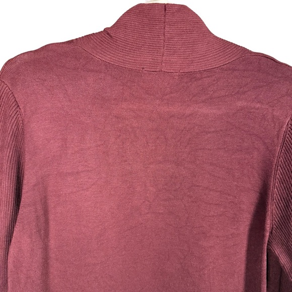 RW&CO. Deep Red Burgundy Knit Open Cardigan Size S Minimalist Cozy Office - Picture 12 of 12